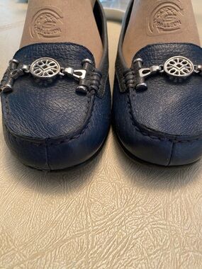 Navy and grey  Leather Women’s Loafers